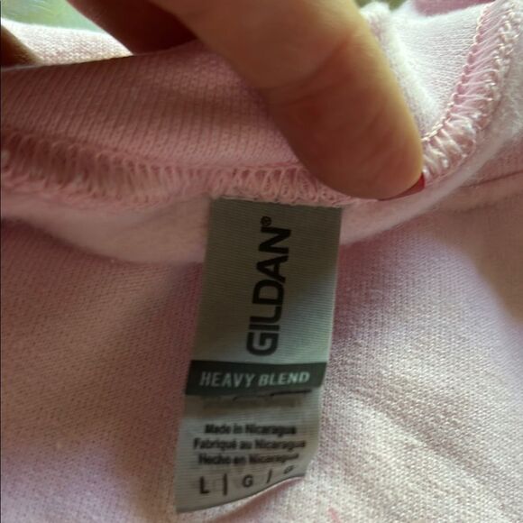 Gildan Pink 'Feeling Festive' Sweatshirt Sz L impeccable - Picture 10 of 12